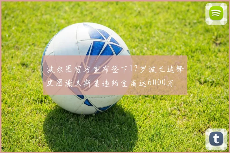 波尔图官方宣布签下17岁波兰边锋皮图谢夫斯基违约金高达6000万